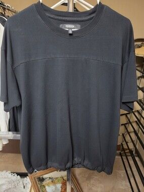 Hudson Jeans Men's Black Short Sleeve Crewneck Tee W Drawstring